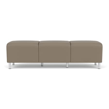 Siena Lounge Reception 3 Seat Bench, Brushed Steel, MD Farro Upholstery